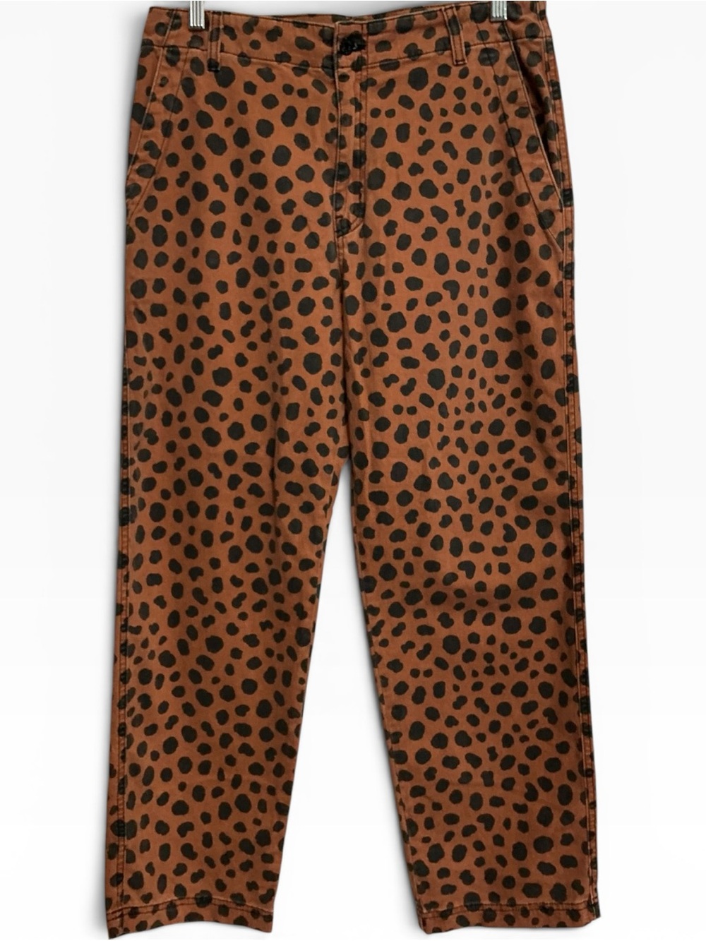 NWT ASKK NY Leopard Print‎ Chino Pants Cheetah Straight Leg Size 28 $288 - Picture 2 of 6
